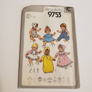 Lot of Two Vintage Simplicity Doll Sewing Patterns